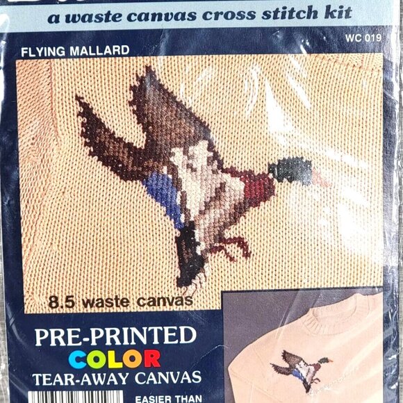 Cross Stitch Kit Dale Burdett Flying Mallard Waste Canvas #WC019 8.5" Pre-Print - Picture 5 of 5